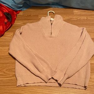 Pink lily half zip sweater
